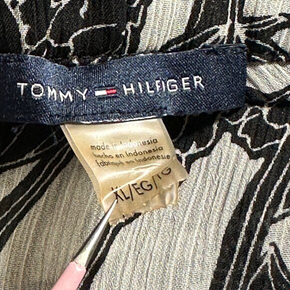 Tommy Hilfiger Womens Black White Dark Floral Lined Tank Blouse XL Fairy Whimsy - Picture 3 of 8